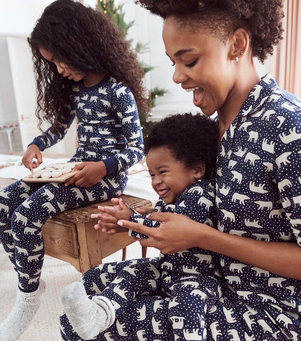 Hanna Andersson Holiday HannaSoft Pajama Set 85 cm 2T Polar Bears Navy NWOT